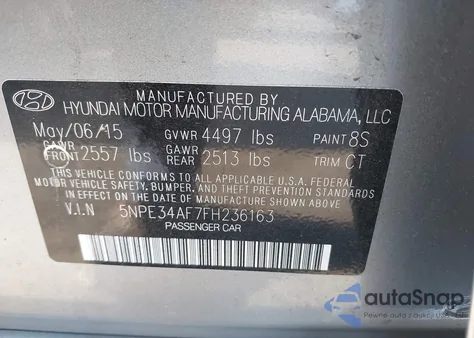 2015 Hyundai Sonata Limited из США, поврежденный, VIN 5NPE34AF7FH236163